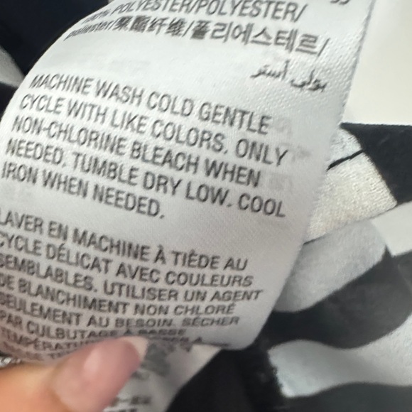 INC International Concepts Black Top with White Striped Hem - Picture 4 of 4